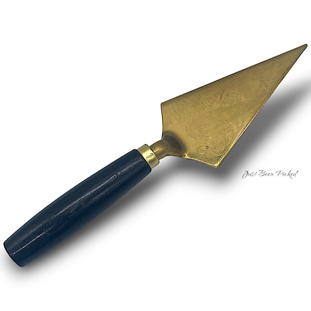 Vintage Masonic Ceremonial Trowel Engraved Mizpah‎ Lodge 245 Brass Wood 7.5"